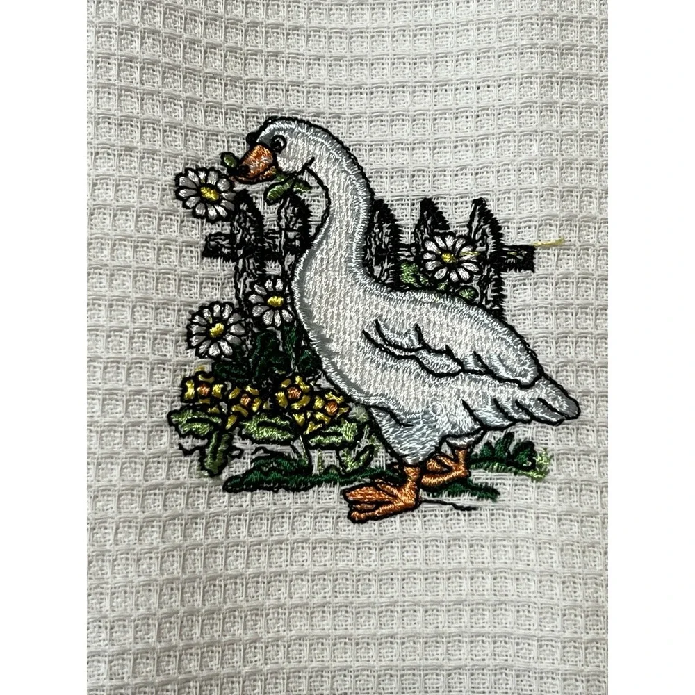 Kitchen Hand Towel Goose Geese Cottage Granny Core Waffle Weave Farmhouse Cotton